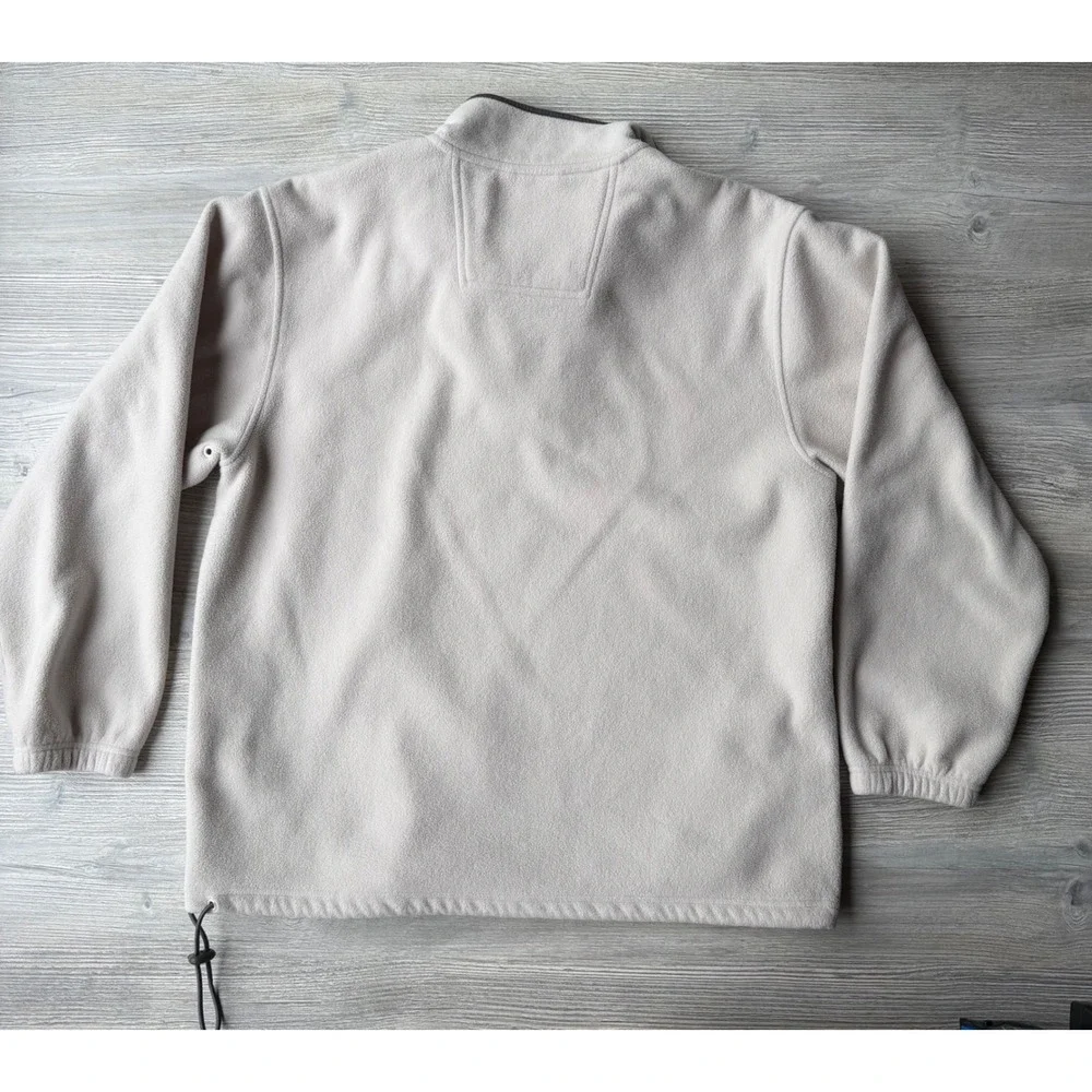 IZOD Mens Quarter Zip Fleece Pullover Cream Off White Gorpcore XL Sweatshirt